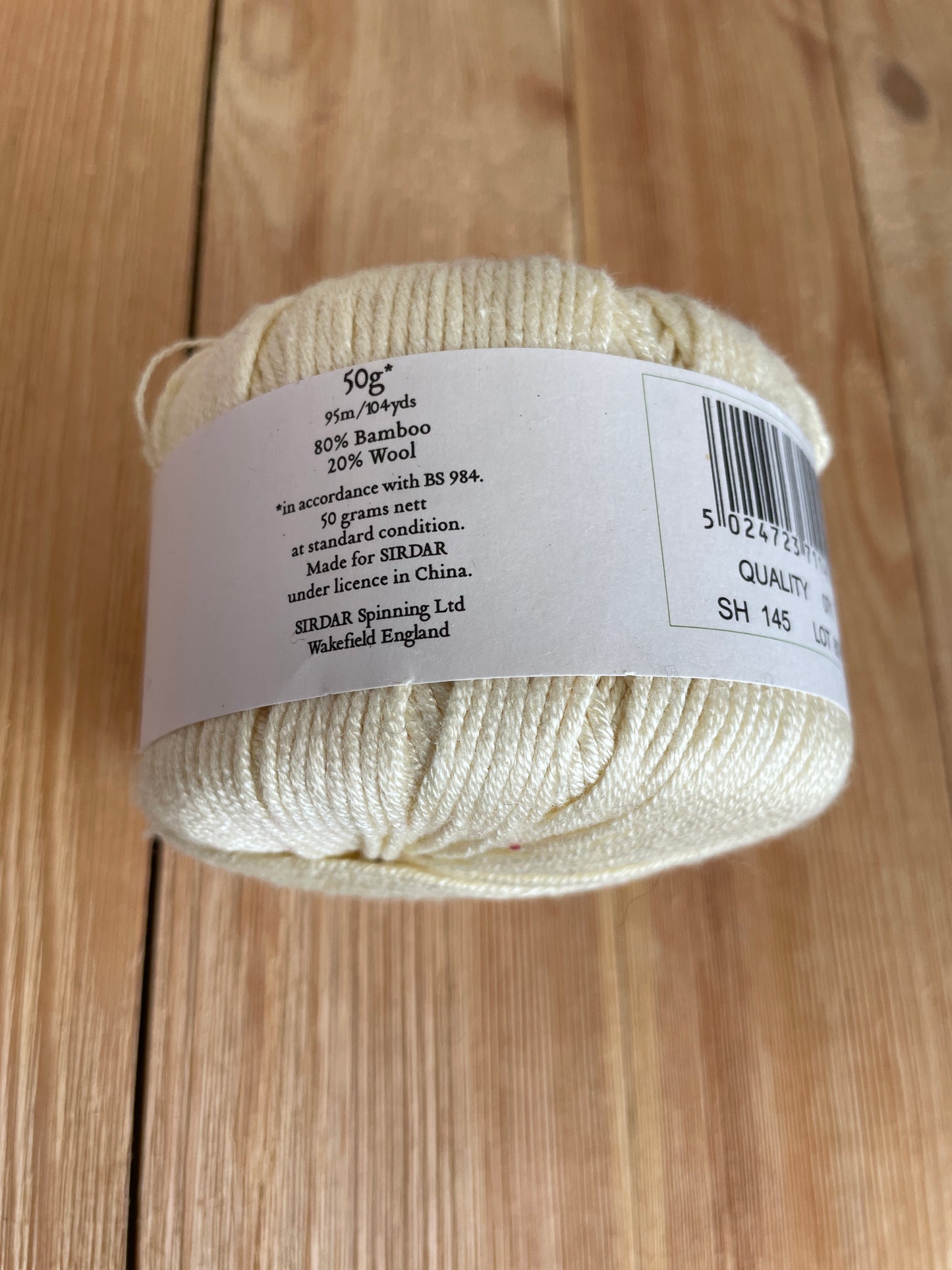 Sirdar Snuggly Baby Bamboo Dk Bamboo Wool Yarn 50g SH145 Cream one skein