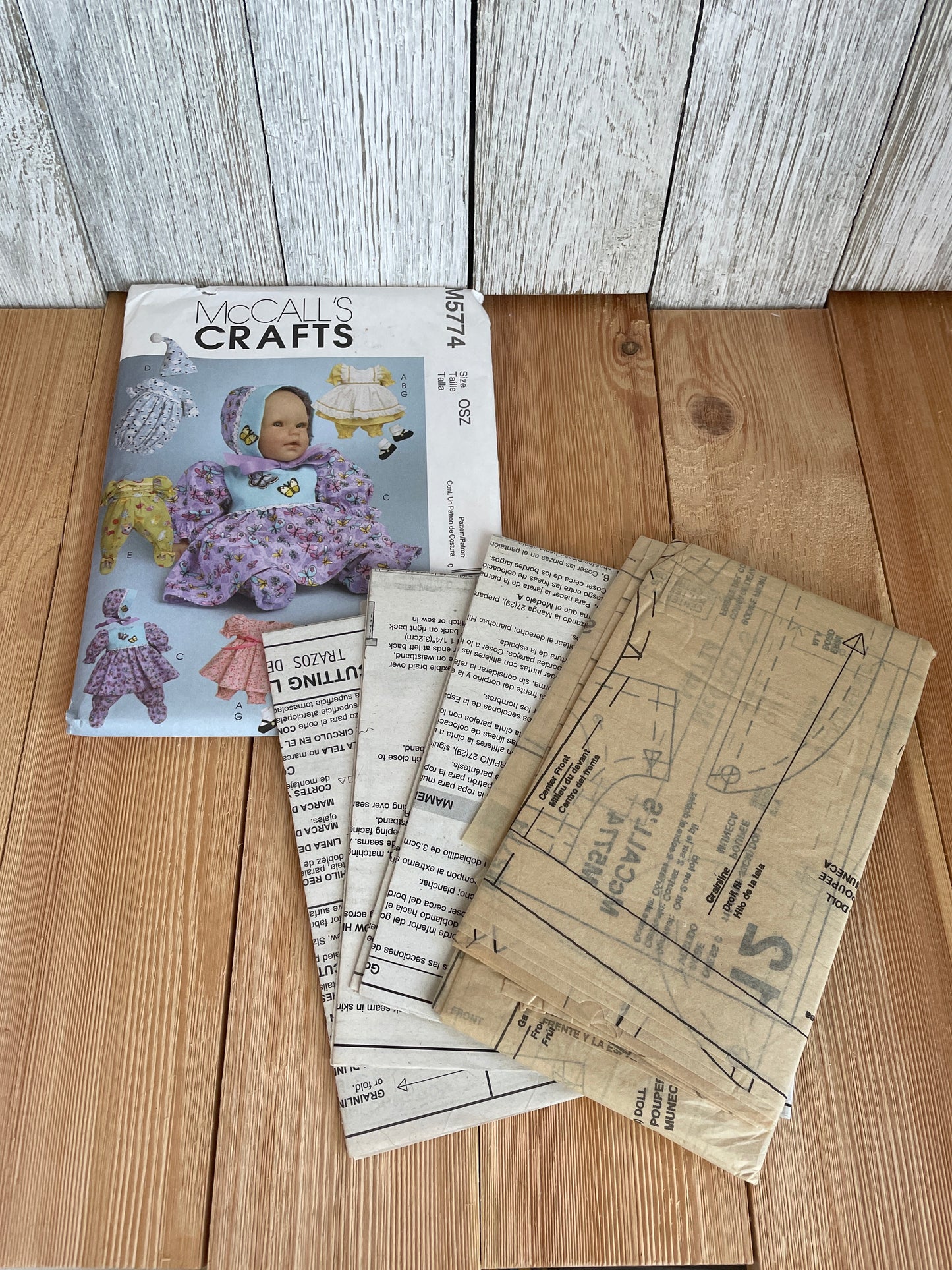 McCall's Crafts M5774 Baby Doll Clothes for 11"-16" Dolls Pattern Uncut FF