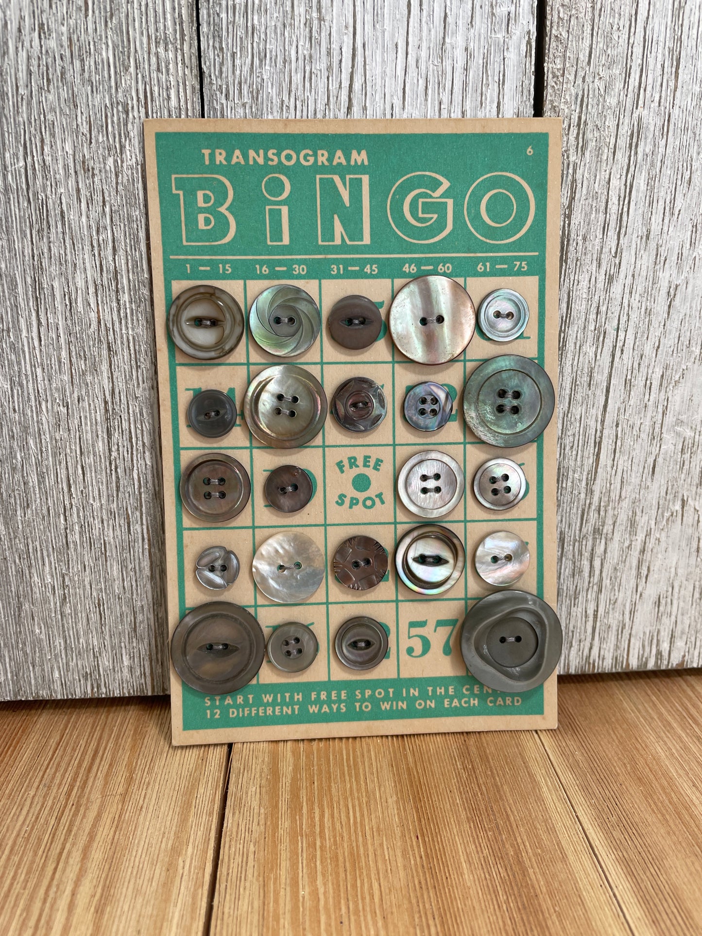 Vintage Button Lot on Bingo Card U PICK Antique Quirky Cute