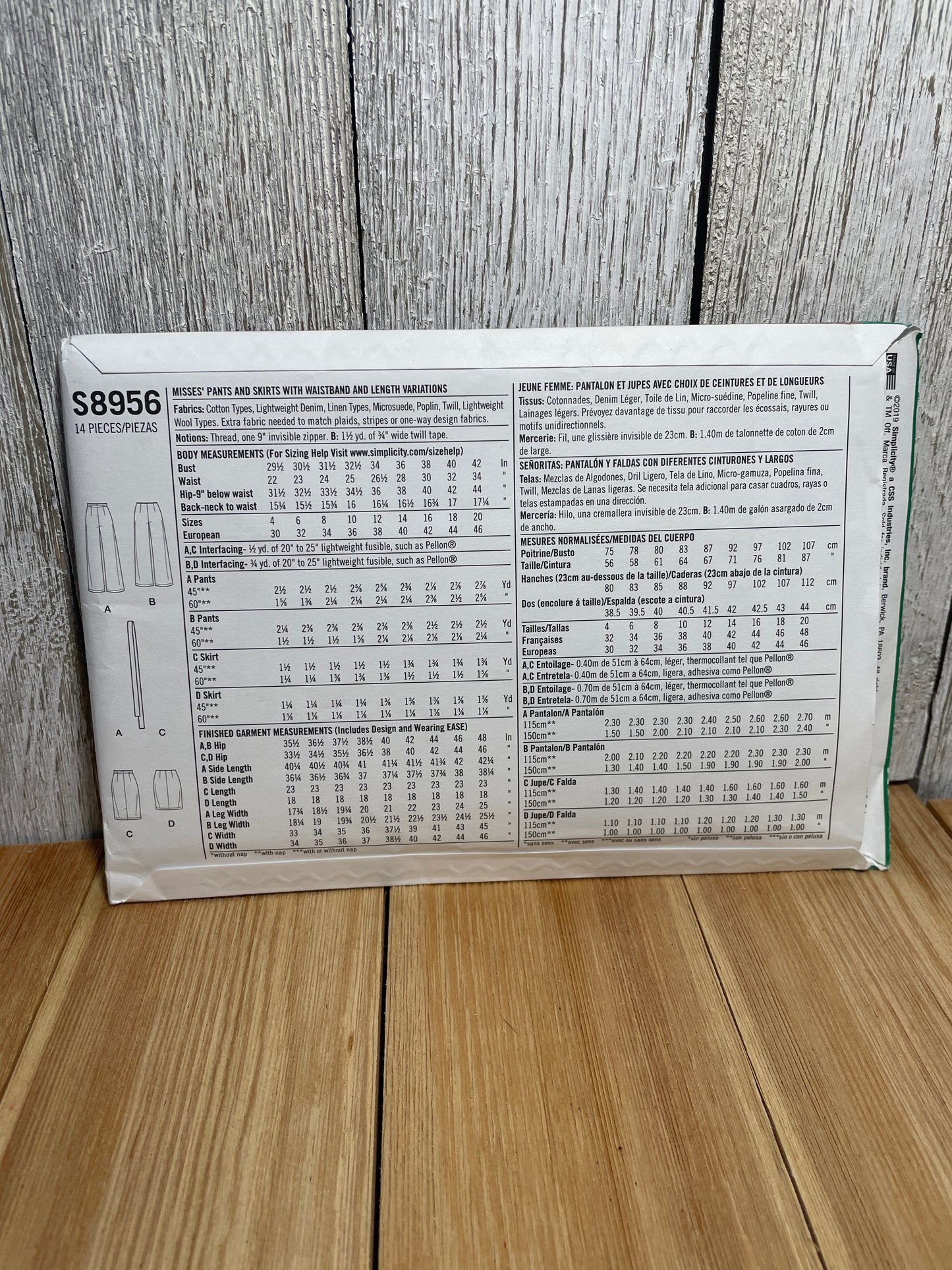 Simplicity S8956 Misses Paper Bag Waist Pants Skirt Size 12-20 Uncut FF Sewing Pattern