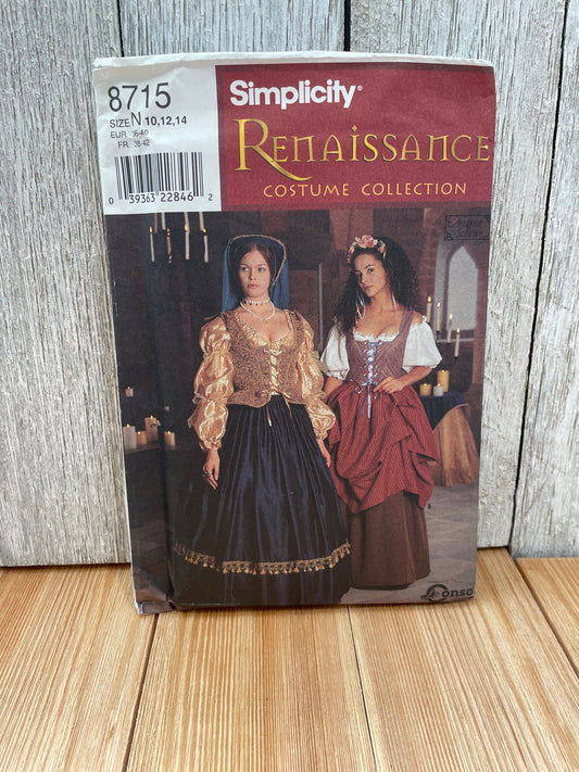 Simplicity 8715 Renaissance Gown Costume Pattern Size 10-14 UNCUT FF Halloween