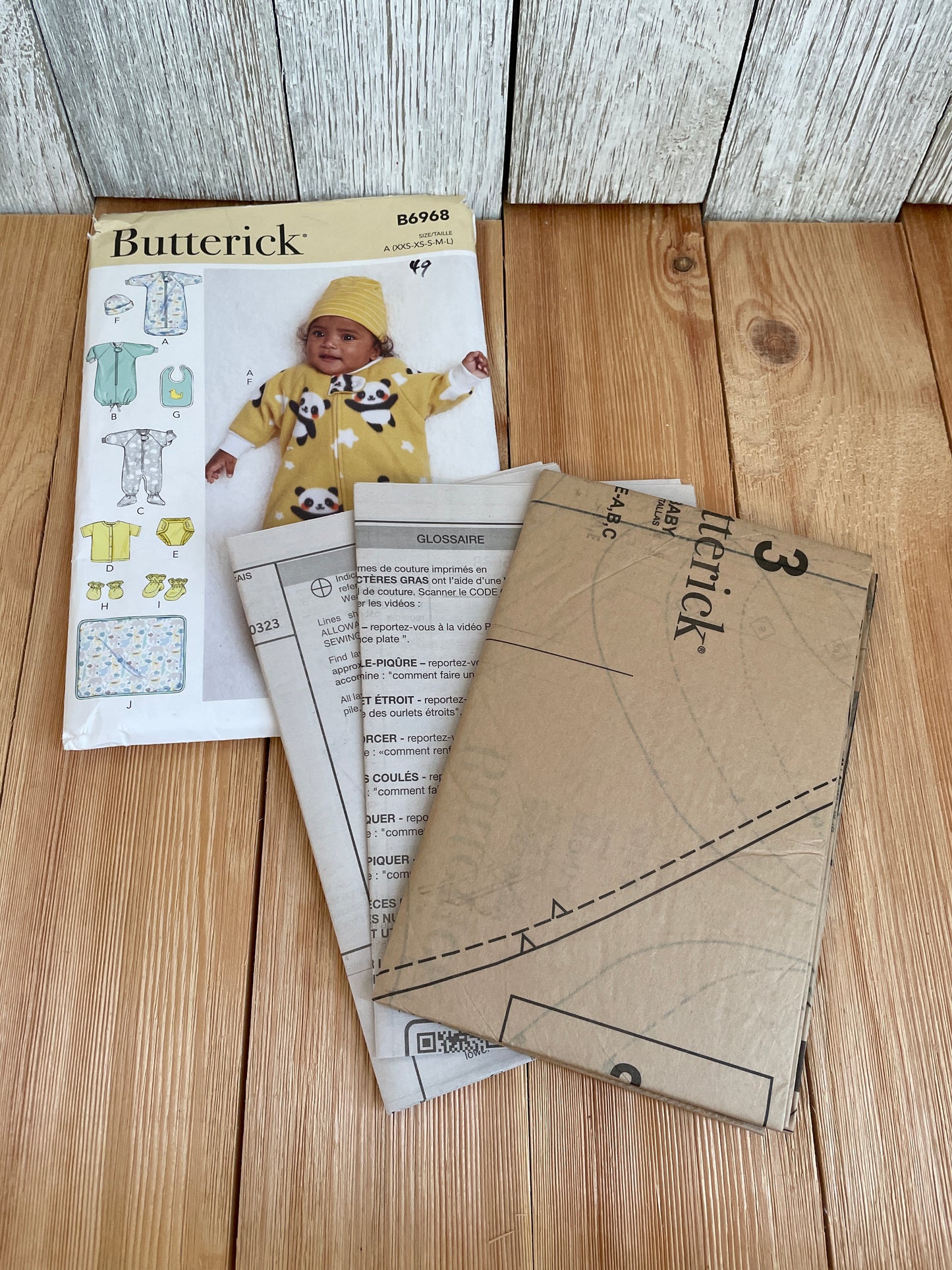 Buttrick B6968 Baby Bunting Jumpsuit Diaper Cover Booties Pattern UNCUT FF