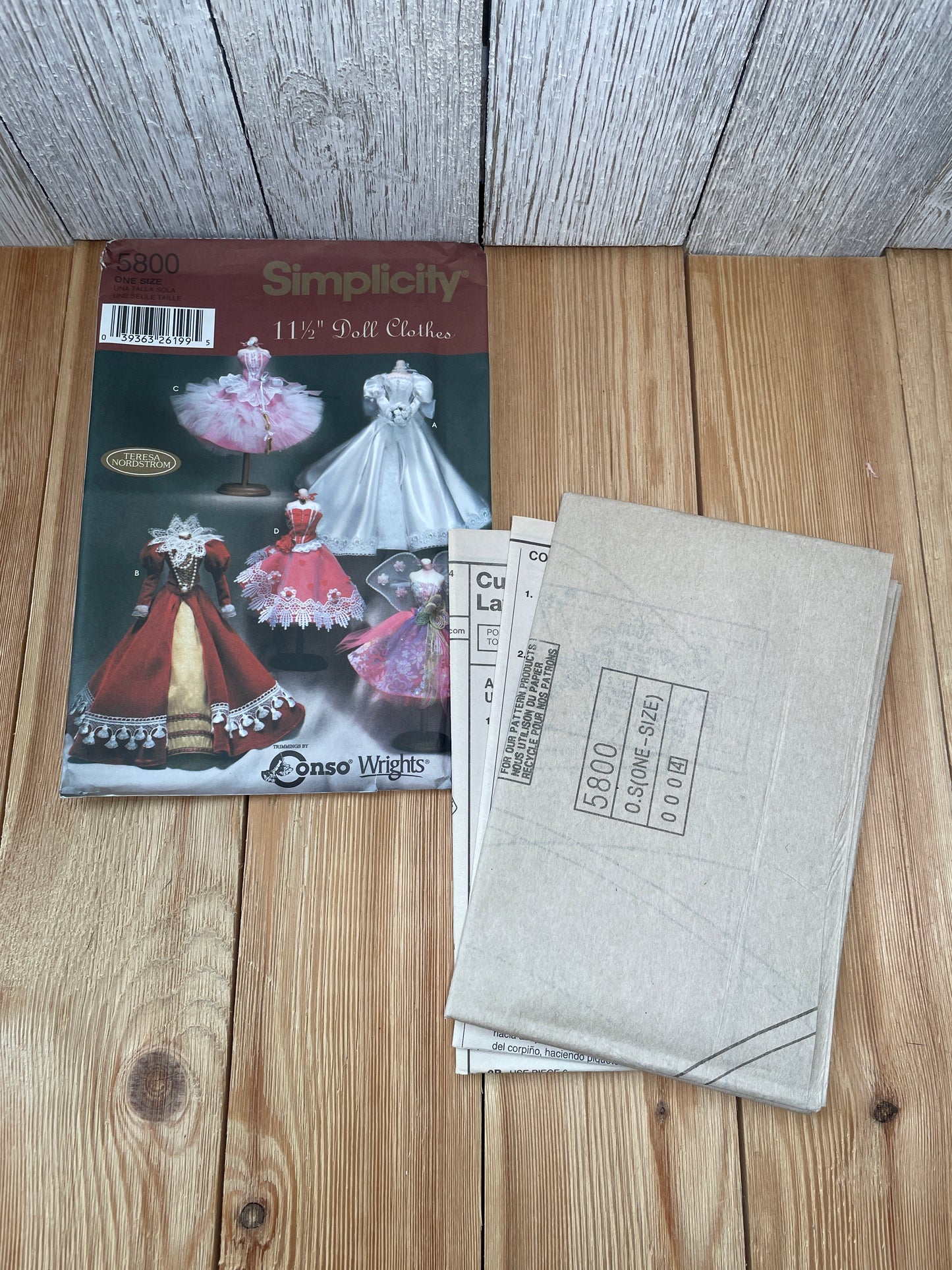 Simplicity 5800 11.5" Doll Clothes Pattern Fairy Dress, Wedding Dress, Queen Dress, Ballerina Dress Pattern UNCUT FF