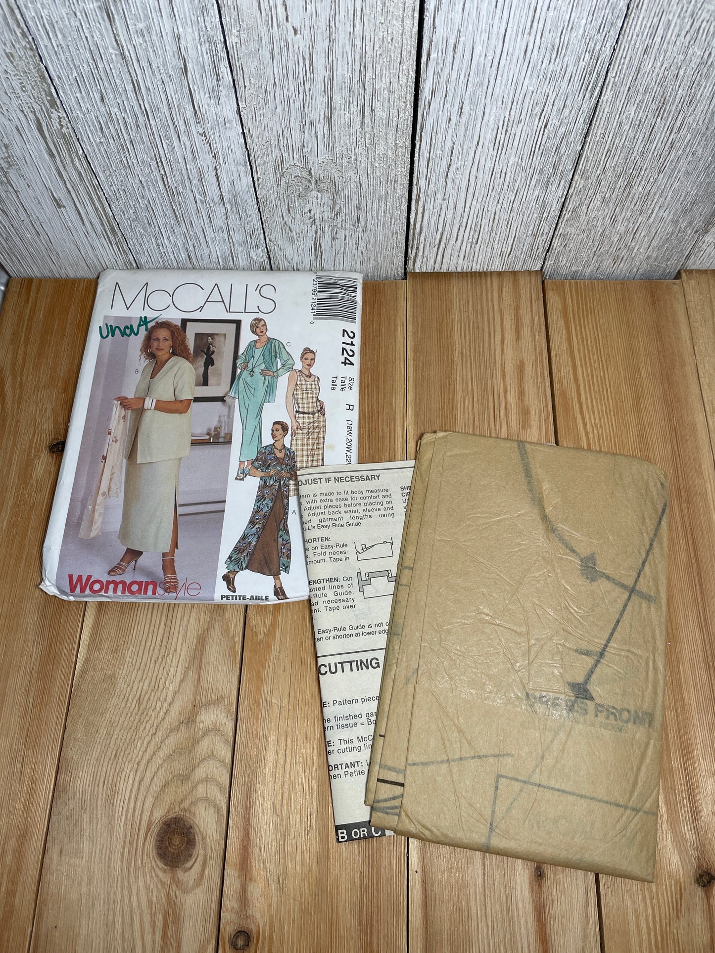McCall's 2124 Dress Jacket Duster Skirt with Slit Size 18W-40 Pattern Uncut FF