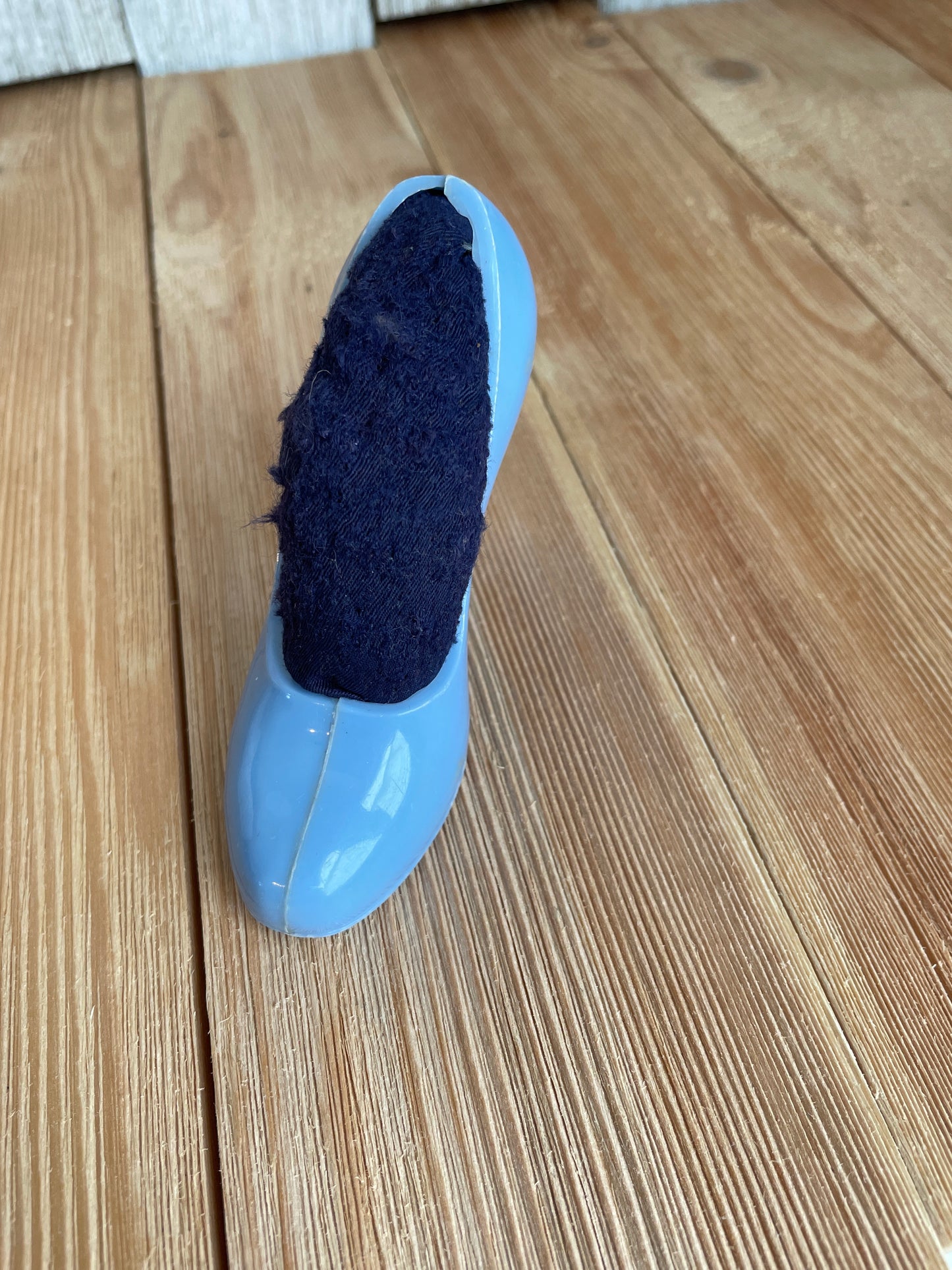 Vintage Blue Plastic High Heel Pin Cushion Charming Quirky Cute