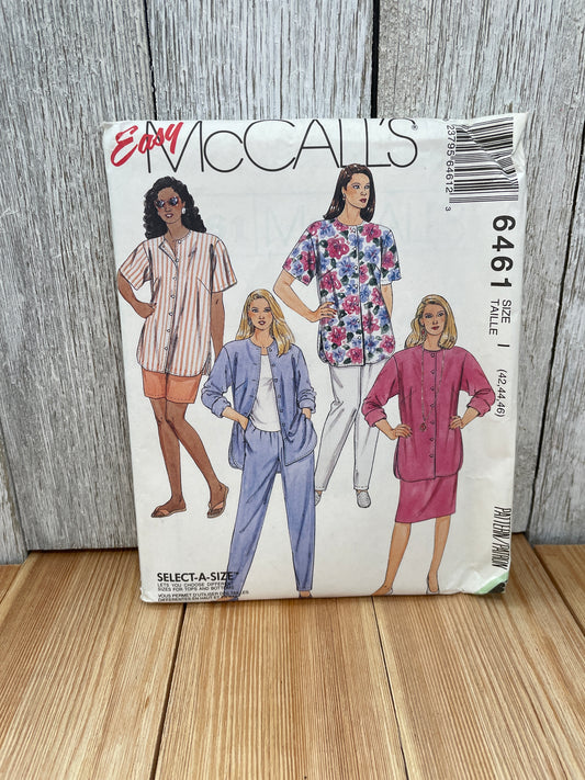 McCall's 6461 Misses Button Down Shirt Size 42-46 Uncut FF Sewing Pattern