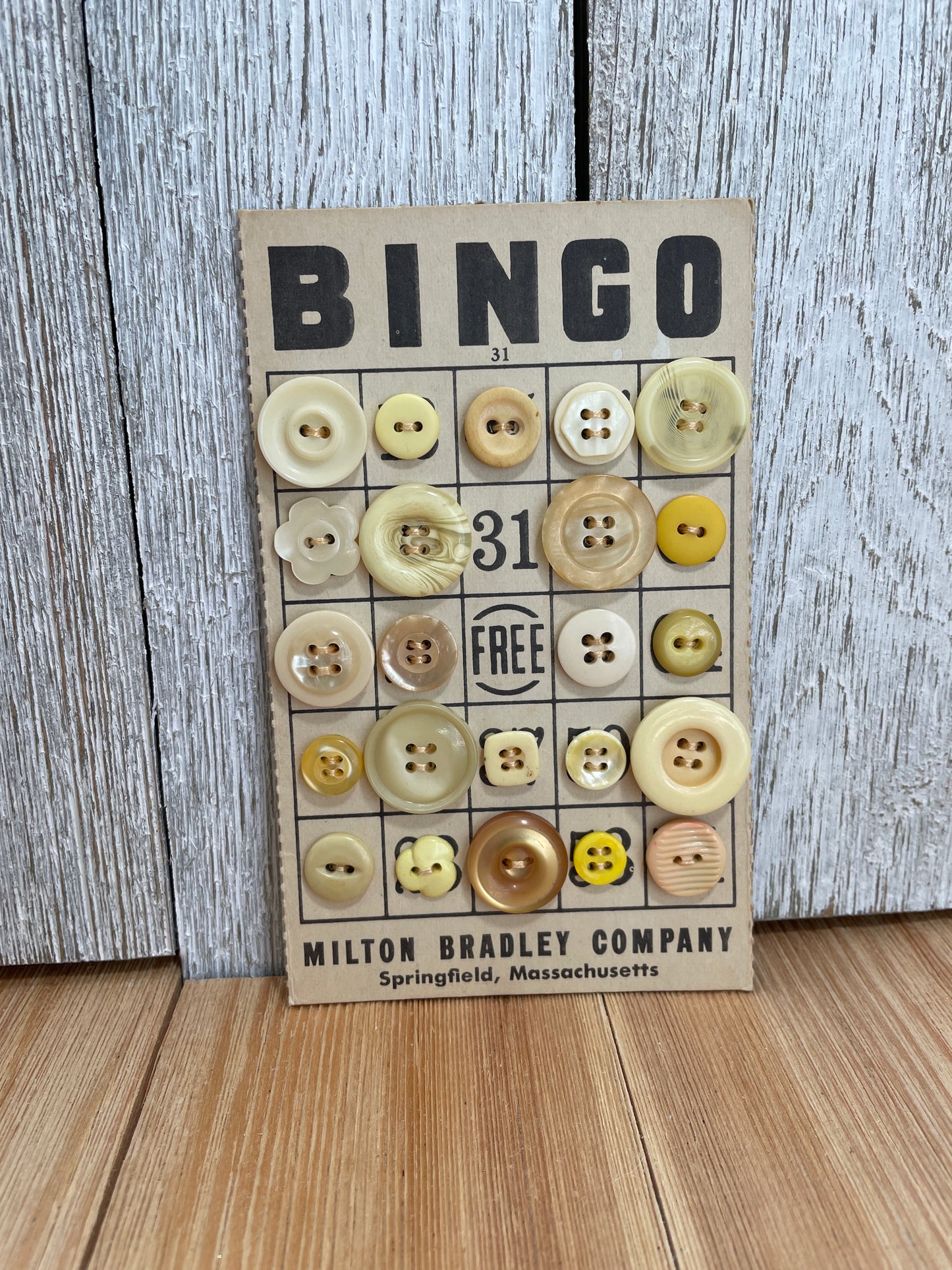 Vintage Button Lot on Bingo Card U PICK Antique Quirky Cute