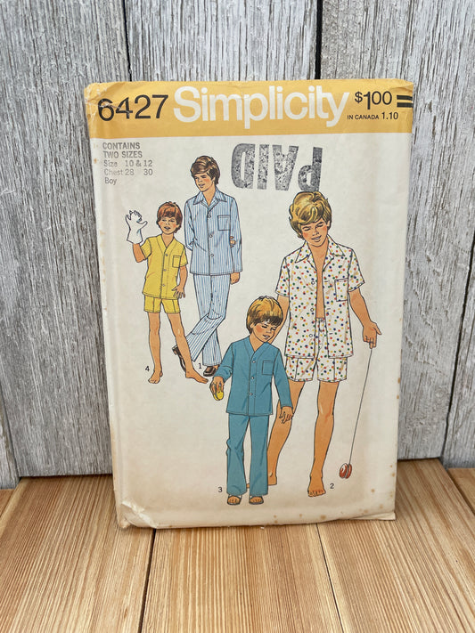 Simplicity 6427 Boys Teen Pajamas Size 10-12 Uncut FF Sewing Pattern