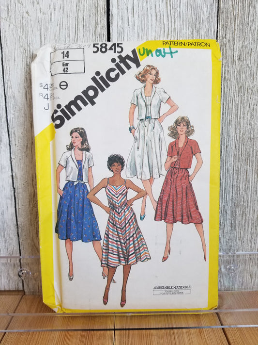 Simplicity 5845 Misses Simi Fitted Sundress Jacket Sewing Pattern Size 14 Uncut FF