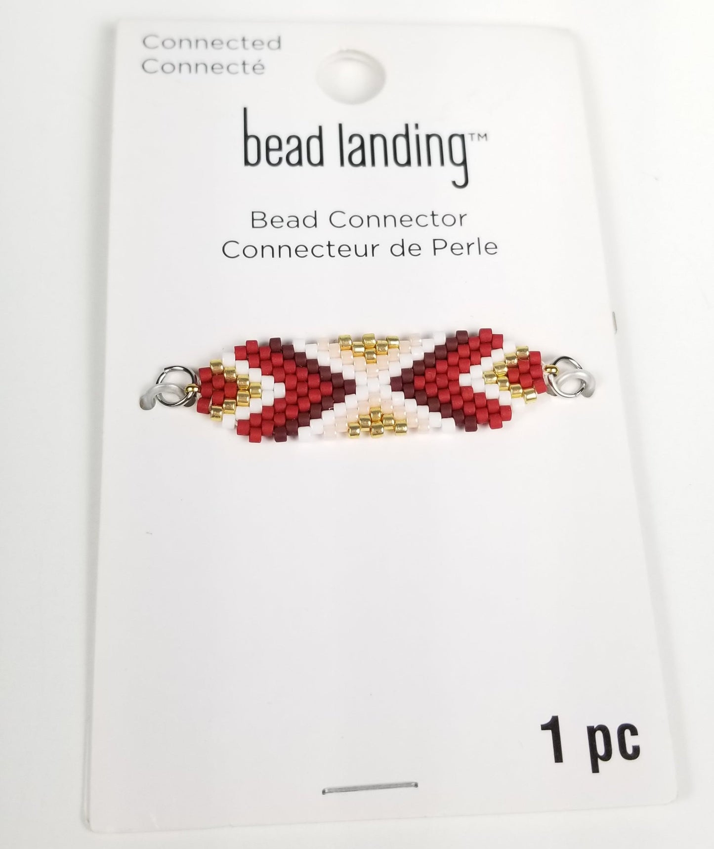 Bead Landing Metal Connector Beaded Red and Gold
