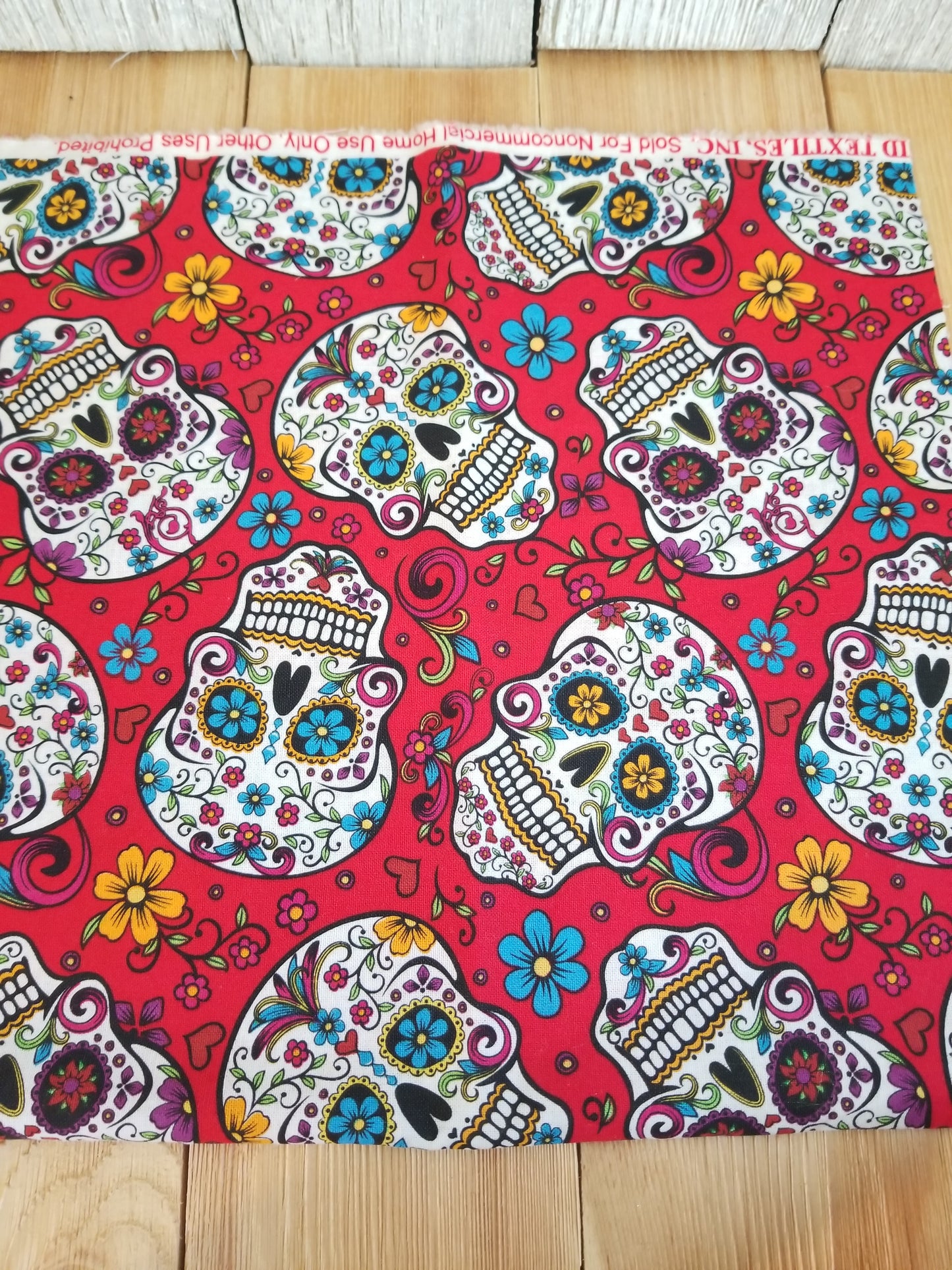 2000's Style Lot 100% Cotton Fabric Peace Sign, Smiley Face Emoji, Day of the Dead Skull, Hearts