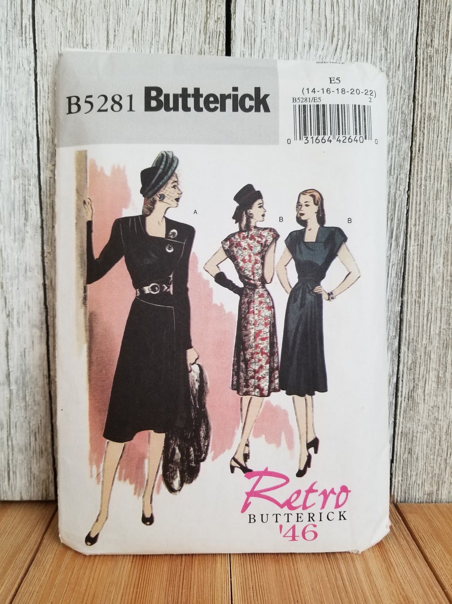 Butterick B5281 Retro 1940's Dress and Belt Pattern Size 14-22 UNCUT FF