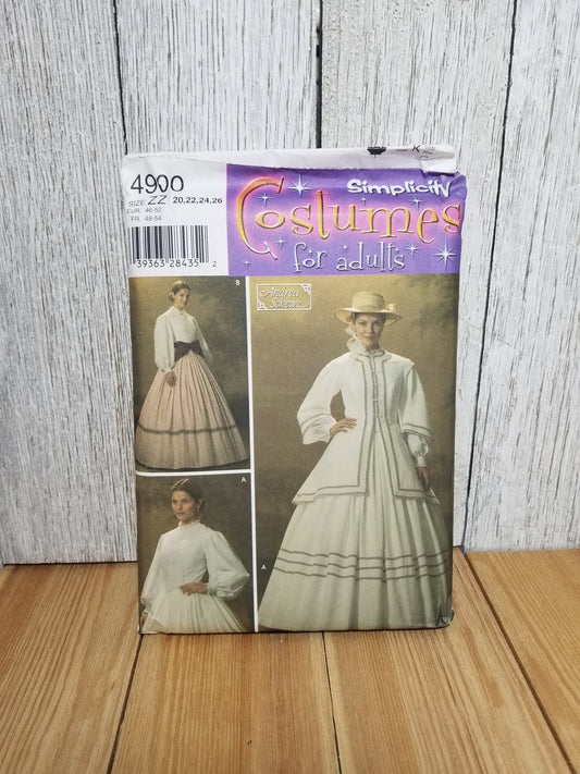 Simplicity Costumes 4900 Sizes 20-26 Misses Civil War Costume Sewing Pattern Jacket Dress Uncut FF