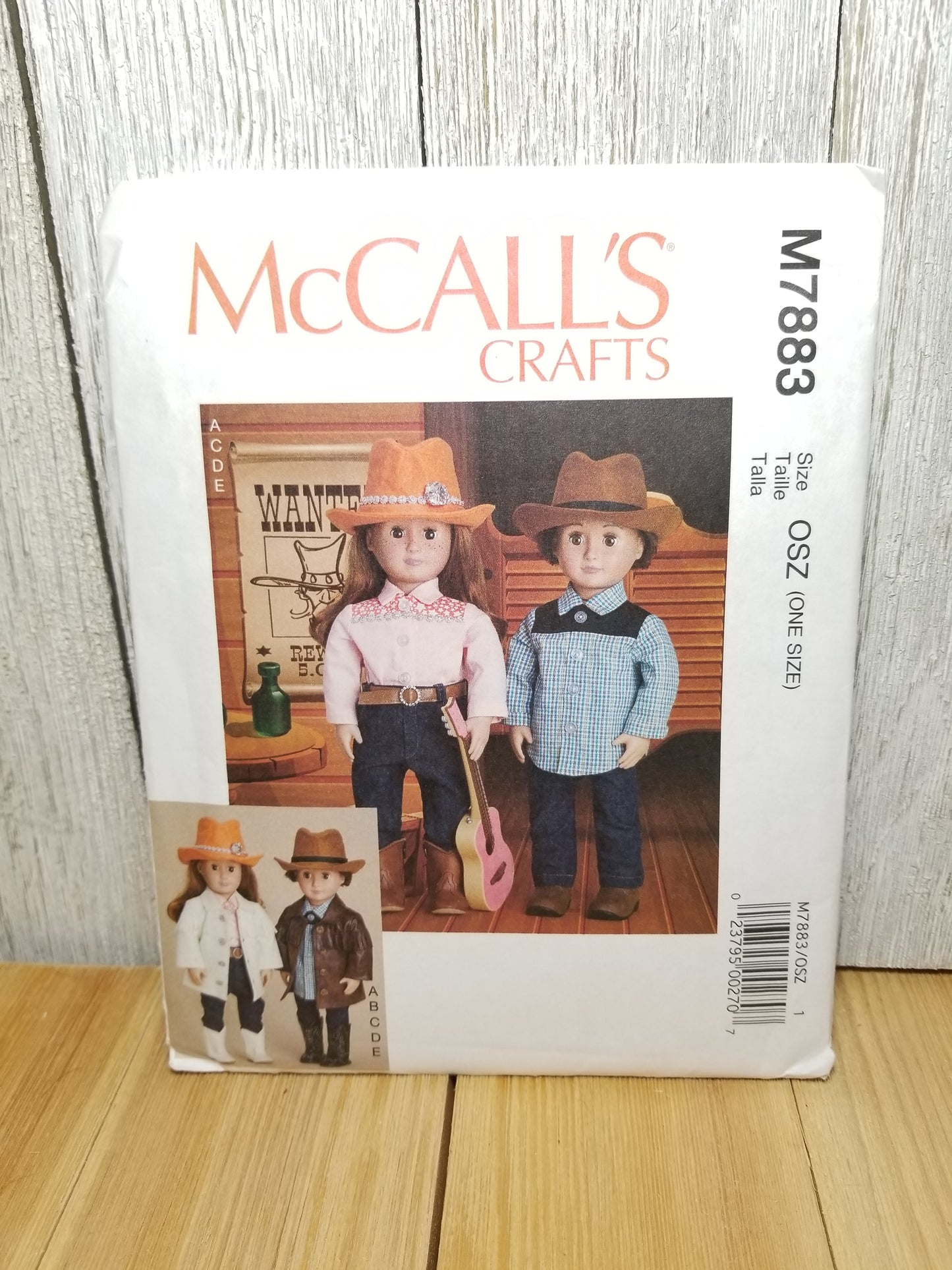 McCall's M7883 Cowboy Clothes, Hat and Belt For 18" Doll Uncut FF