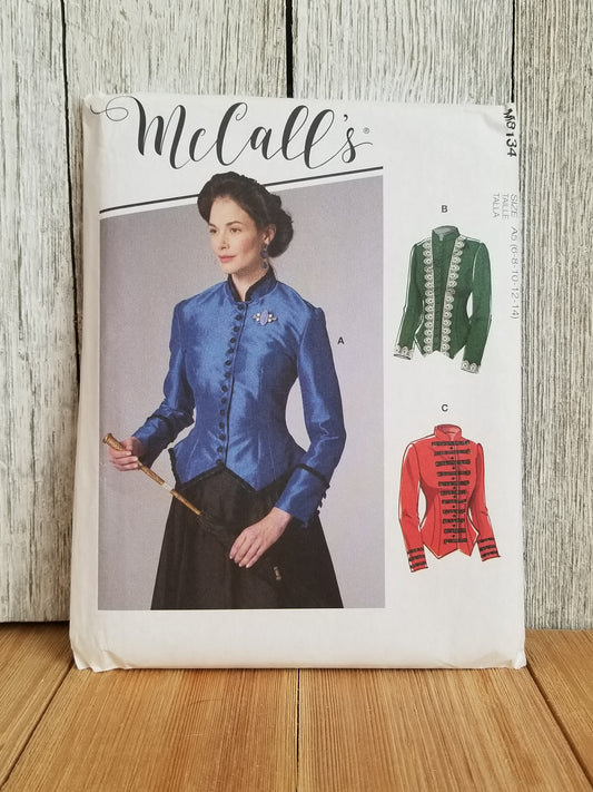 McCalls M8134 Victorian Shirt Close Fitting Button Front Basque Top Costume Halloween Pattern Size 6-14 UNCUT FF