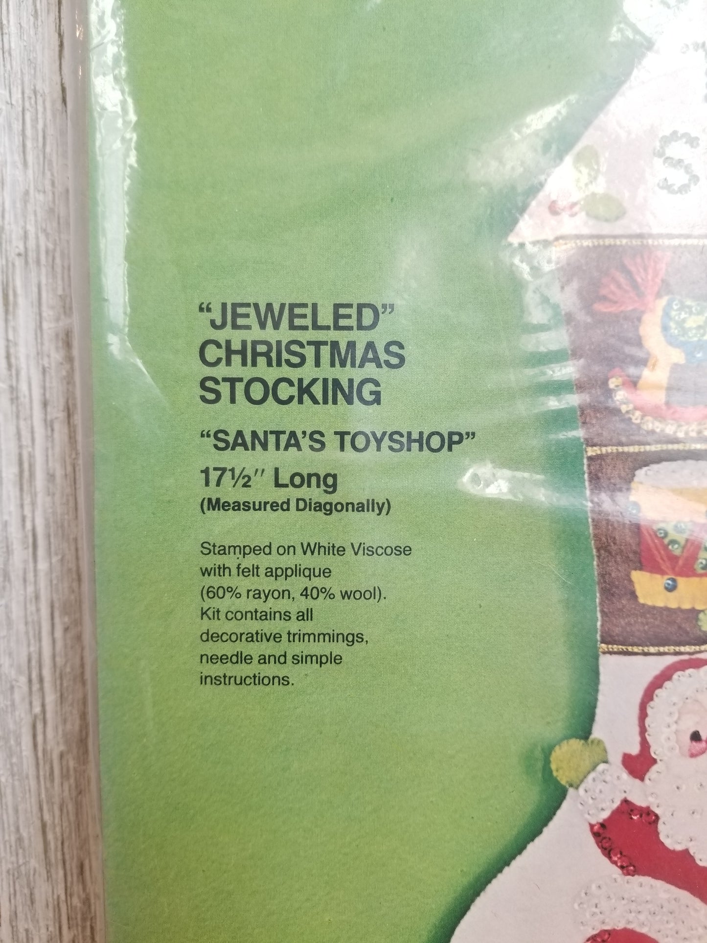 Bucilla Christmas Needlecraft Jeweled Christmas Stocking Santa's Toyshop 2812