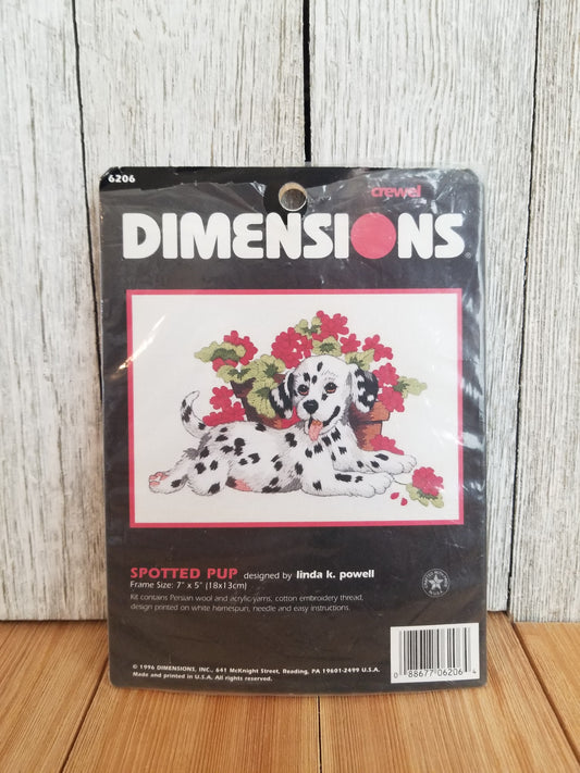 Dimensions Spotted Pup 6206 Crewel Embroidery Kit Complete