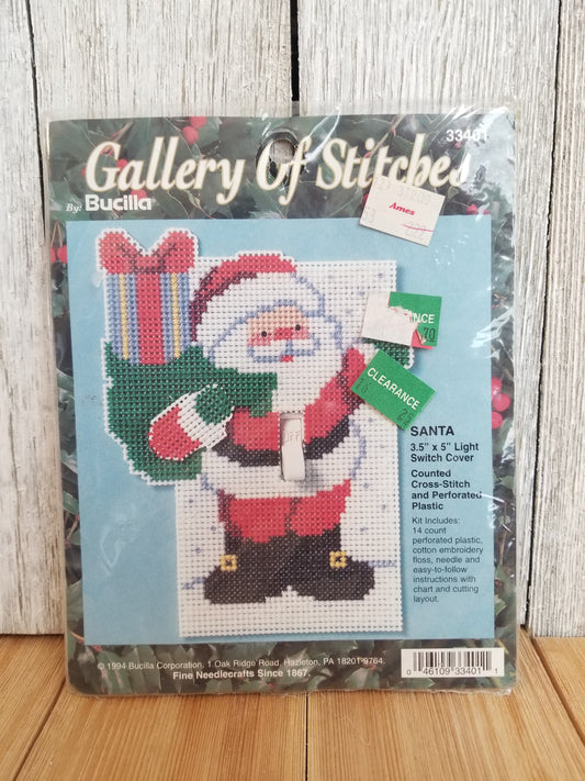 Bucilla Gallery of Stitches Santa Light Switch Cover Cross Stitch Kit 33401 NEW IN PACKAGE Christmas Decoration DIY