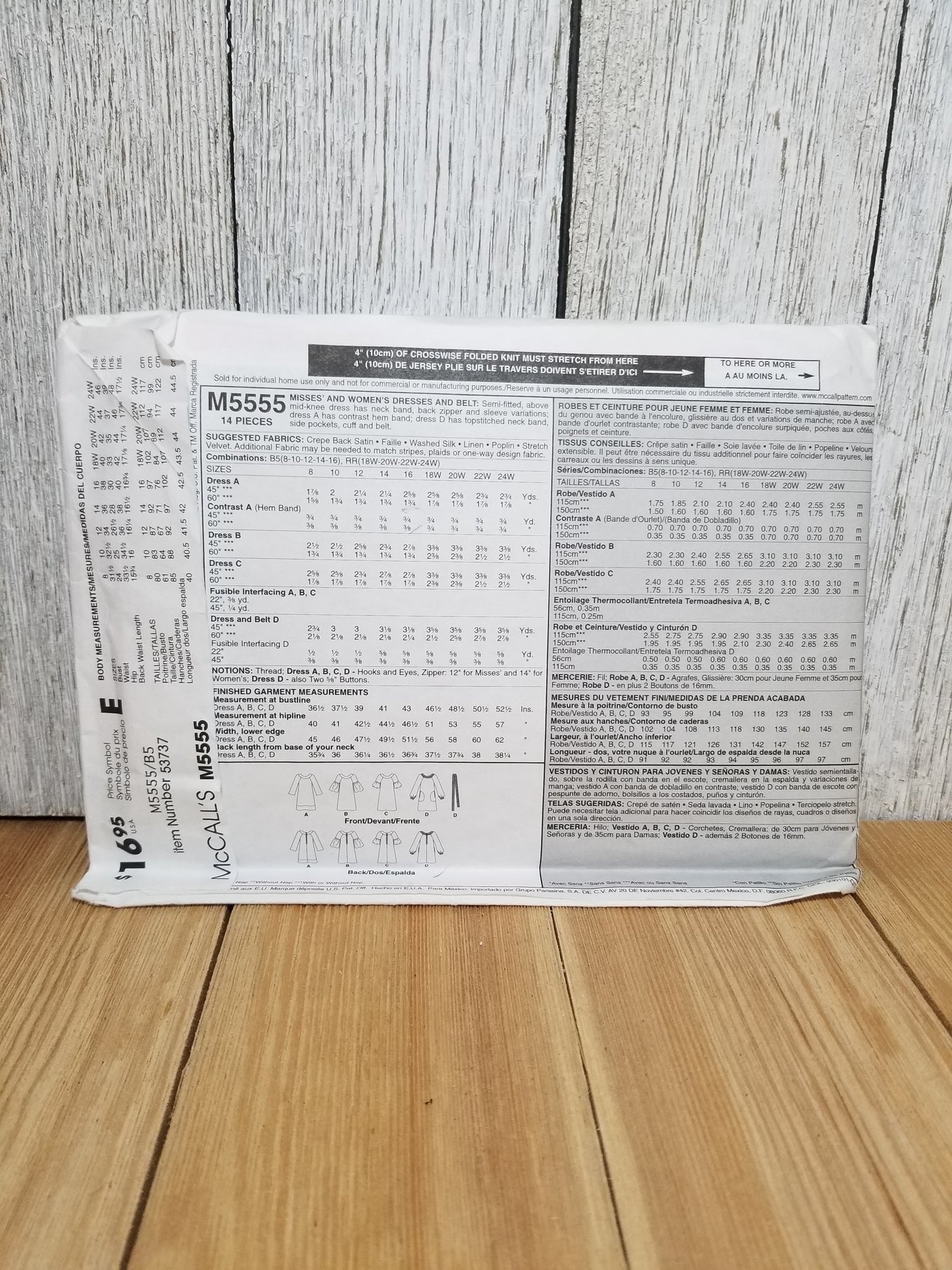 McCall's M5555 Misses Mid Knee Shirt Dress and Belt Size 8-16 Uncut FF Sewing Pattern