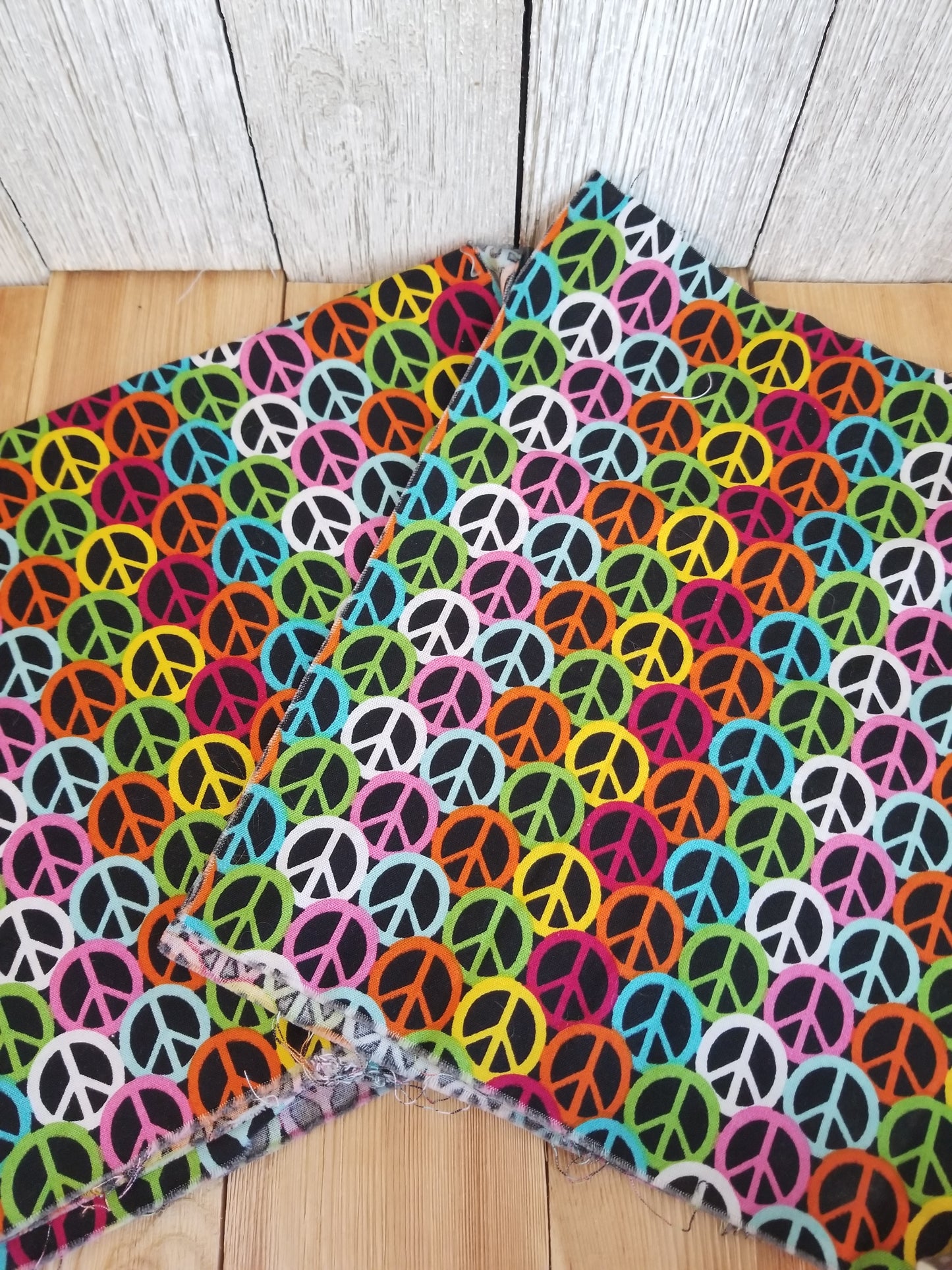 2000's Style Lot 100% Cotton Fabric Peace Sign, Smiley Face Emoji, Day of the Dead Skull, Hearts