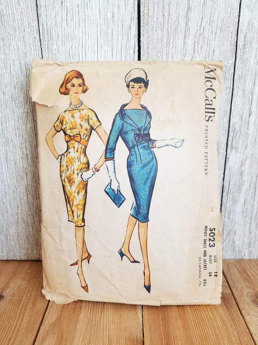 Mccalls 5023 Sheath Dress and Rib Hugging Jacket Size 18 Sewing Pattern Complete