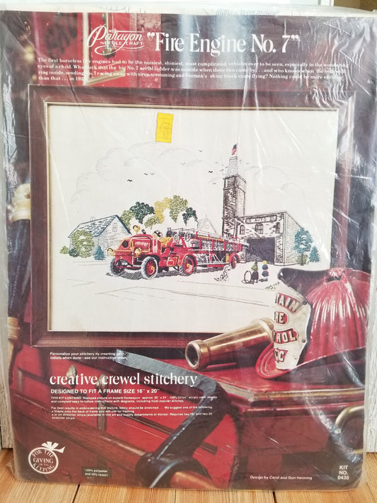 Paragon Needlecraft Fire Engine No. 7 Creative Crewel Stitchery no 0435