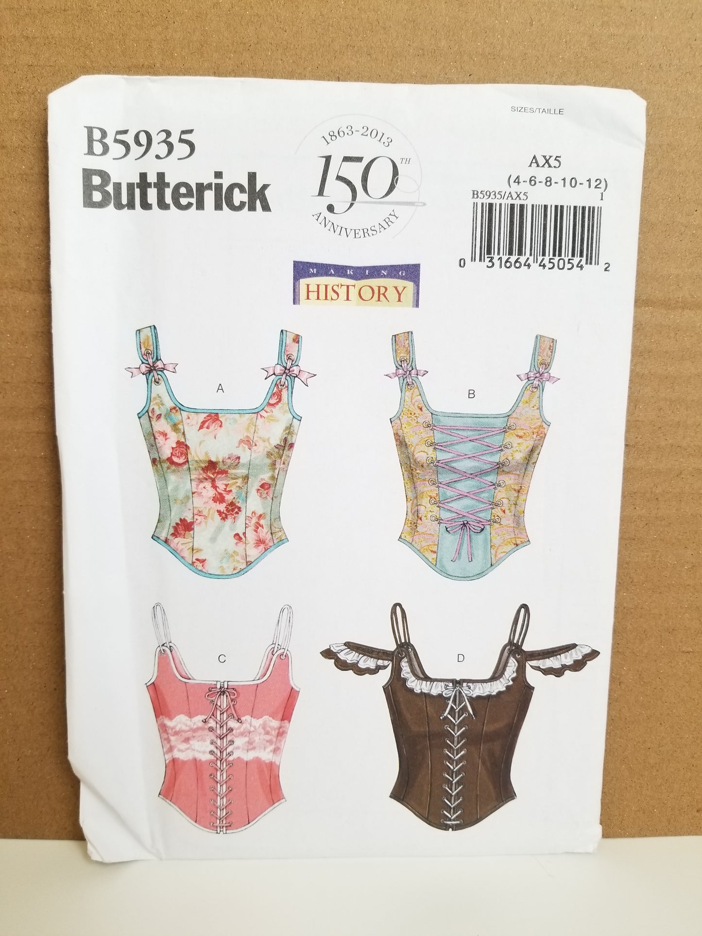 Butterick B5935 Misses Corset 4 styles Size 4-12 Pattern Uncut FF