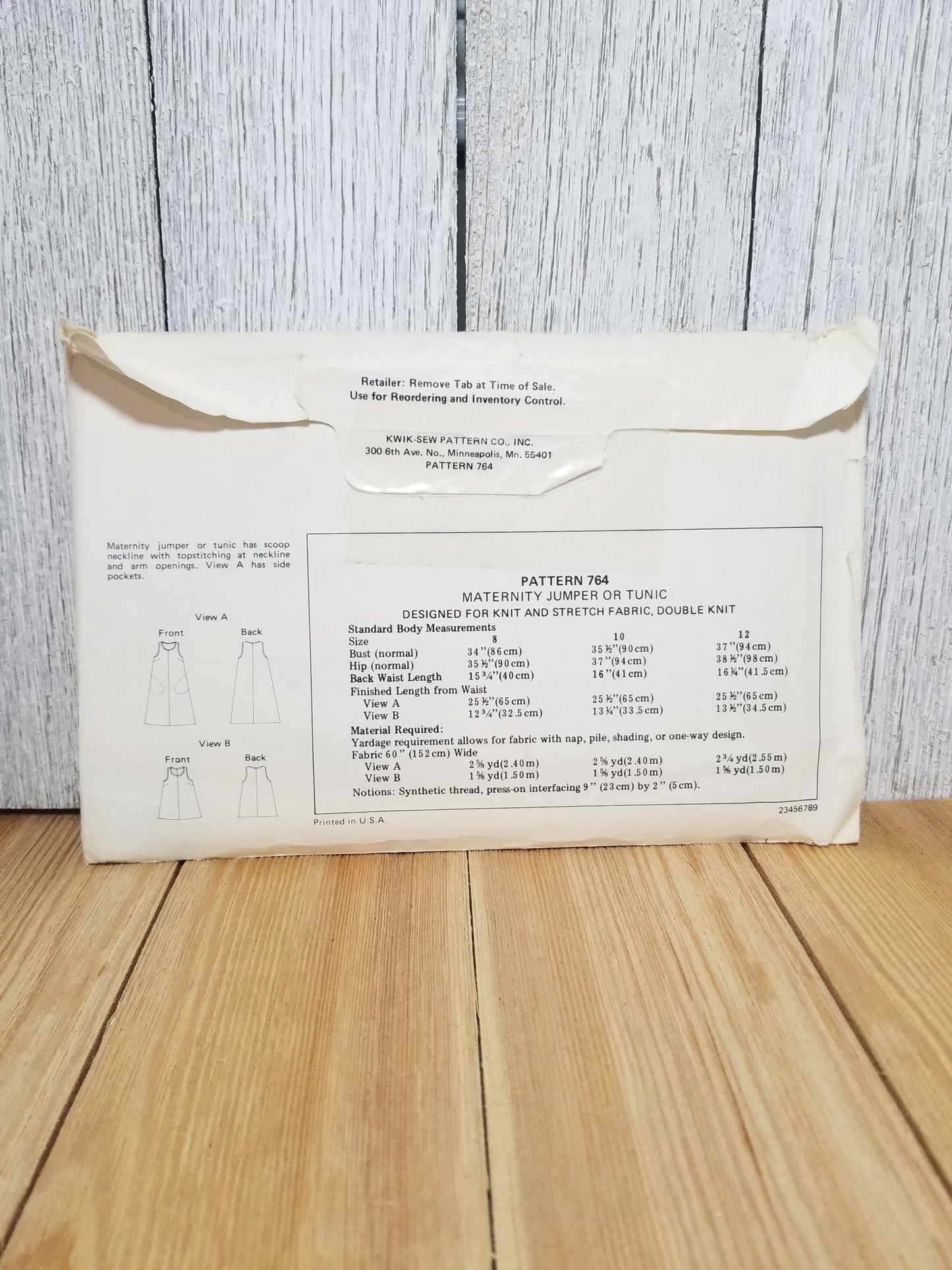 Kwik Sew 764 Maternity Jumper or Tunic Pattern size 8, 10, 12 Uncut FF