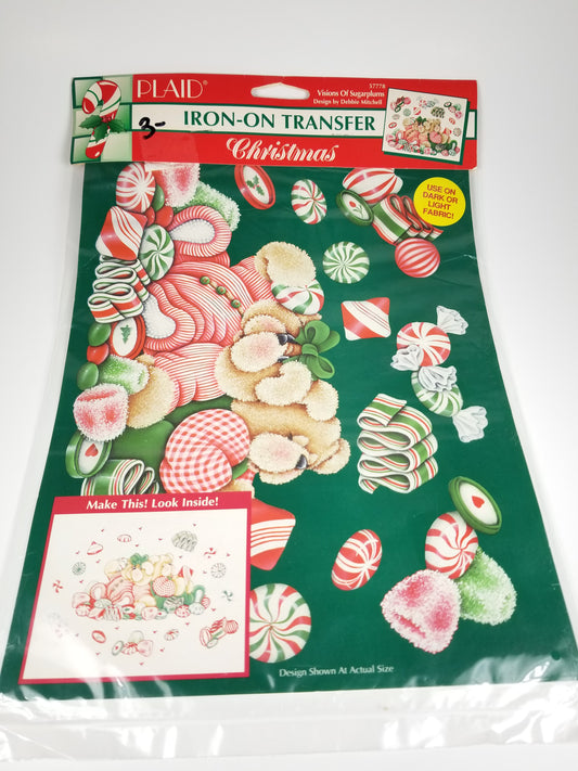 NOS Plaid Iron on Transfers Christmas 57778 Visions of Sugarplums vintage