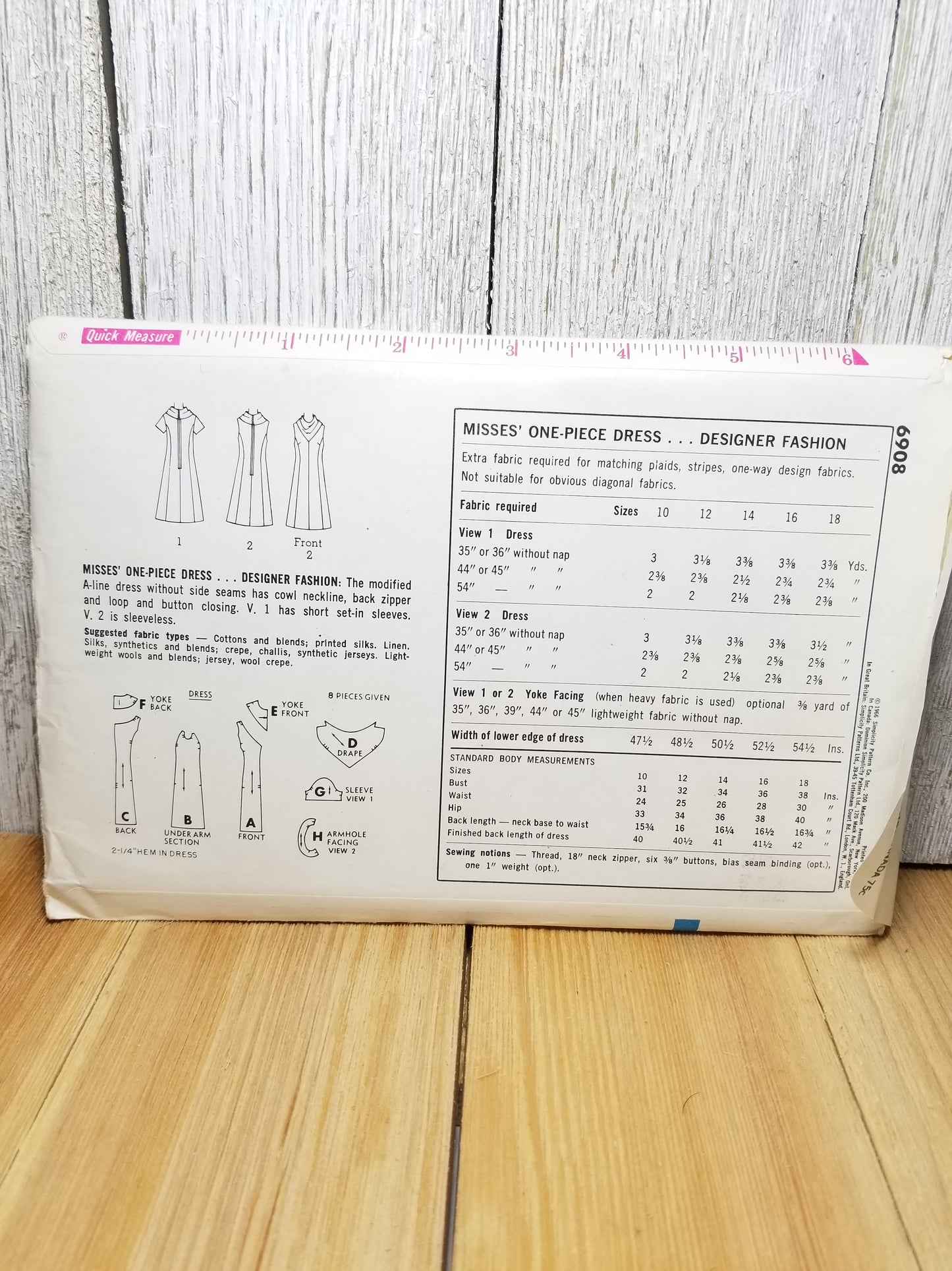 Simplicity 6908 Misses one piece dress Size 16 Uncut FF