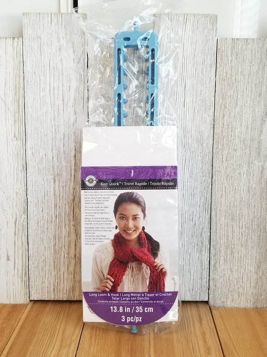 Knit Quick Long Loom and Hook Kit 13.8" 3 pc Loops and Threads Blue