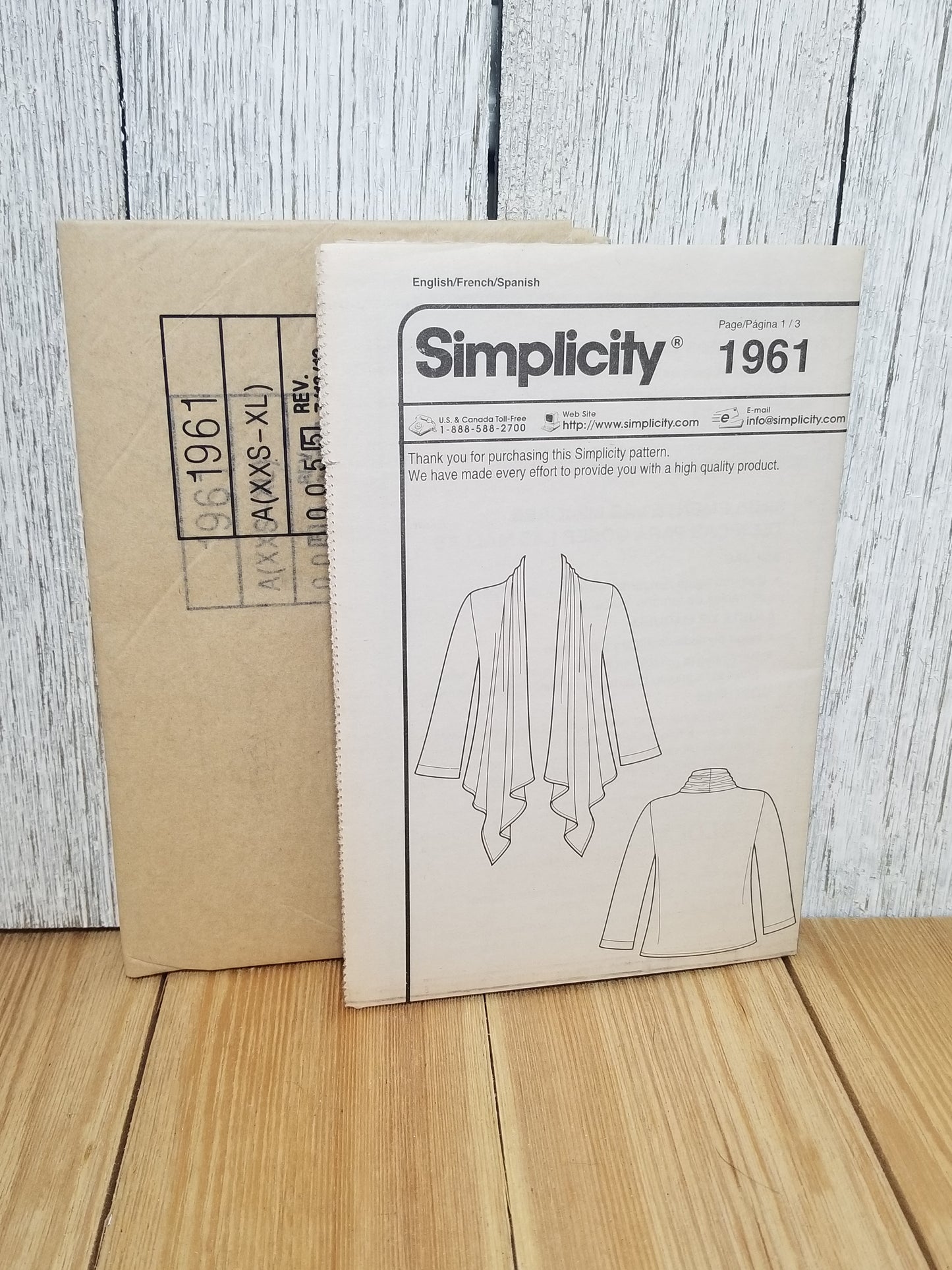 Simplicity Sew Simple A1961 Size XXS-XL Knit Cardi-Wrap Uncut FF