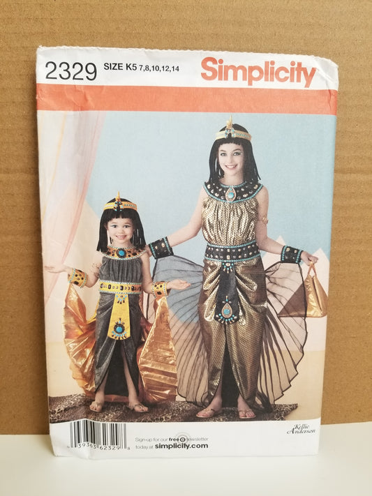 Simplicity 2329 History Child's Costume Egyptian Cleo Patra Halloween Size 7-14 Pattern Uncut FF