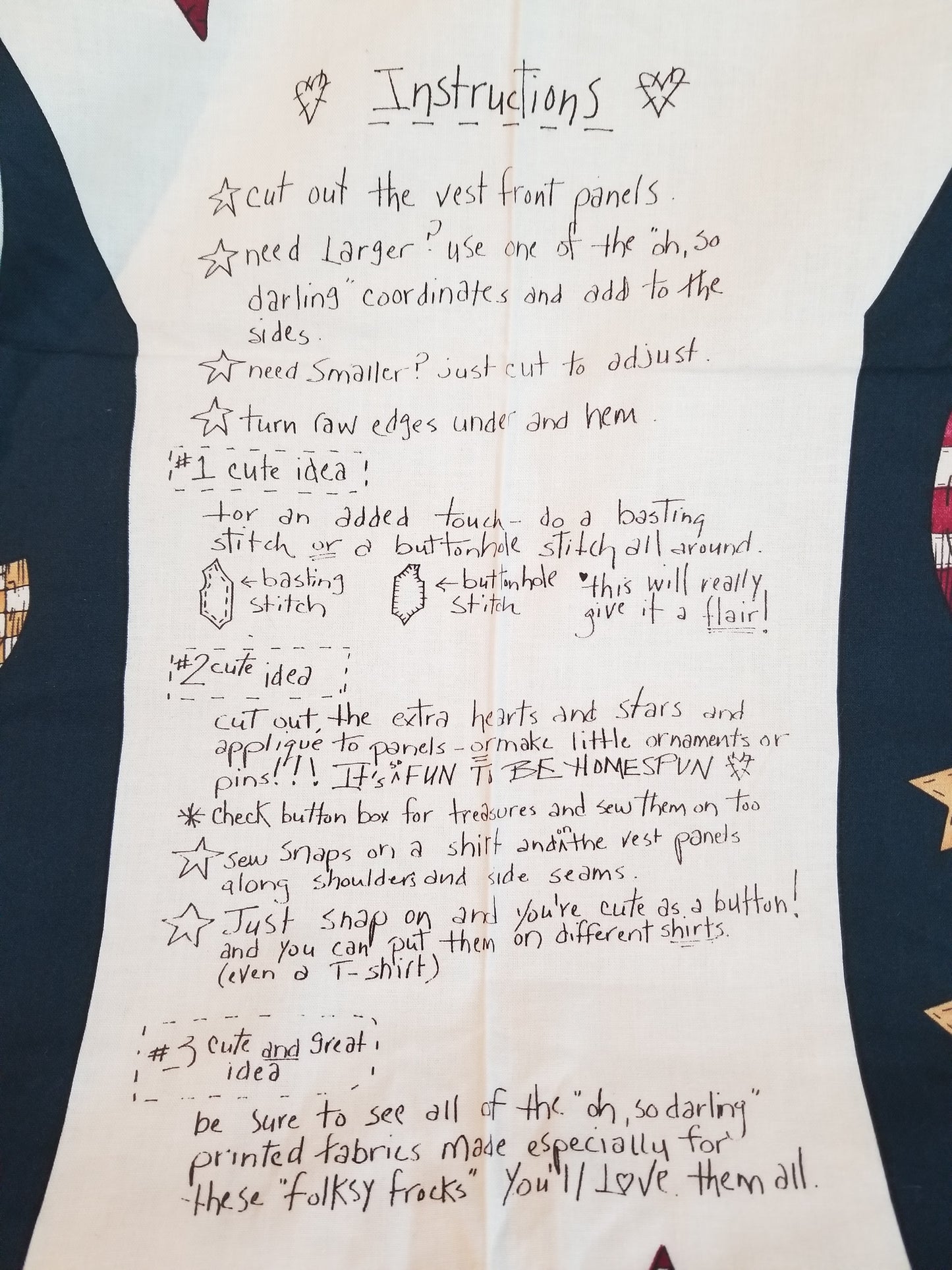 Alma Lynne AIN'T IT FUN TO BE HOMESPUN? Vest Fabric Panel UNCUT