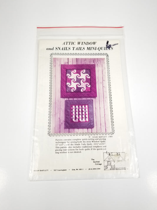Attic Window and Snails Tails Mini Quilts vintage quilt pattern @1989