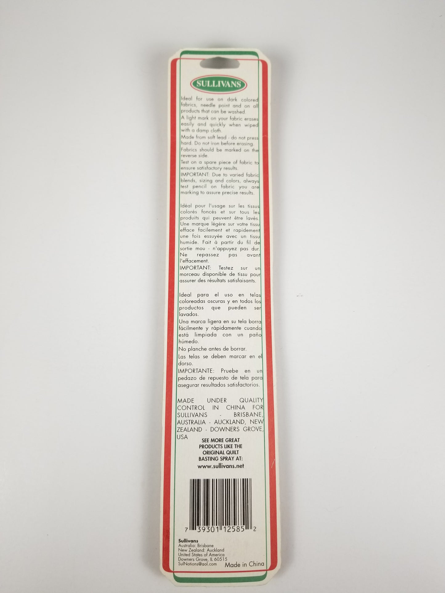 Sullivan's Quilter's White Marking Pencil water soluble