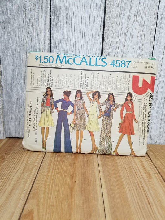 McCall's 4587 Misses Shirt Jacket Top Skirt Pants Size 8-12 Uncut FF Sewing Pattern