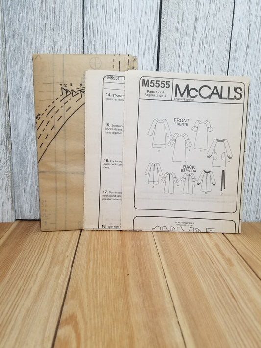 McCall's M5555 Misses Mid Knee Shirt Dress and Belt Size 8-16 Uncut FF Sewing Pattern
