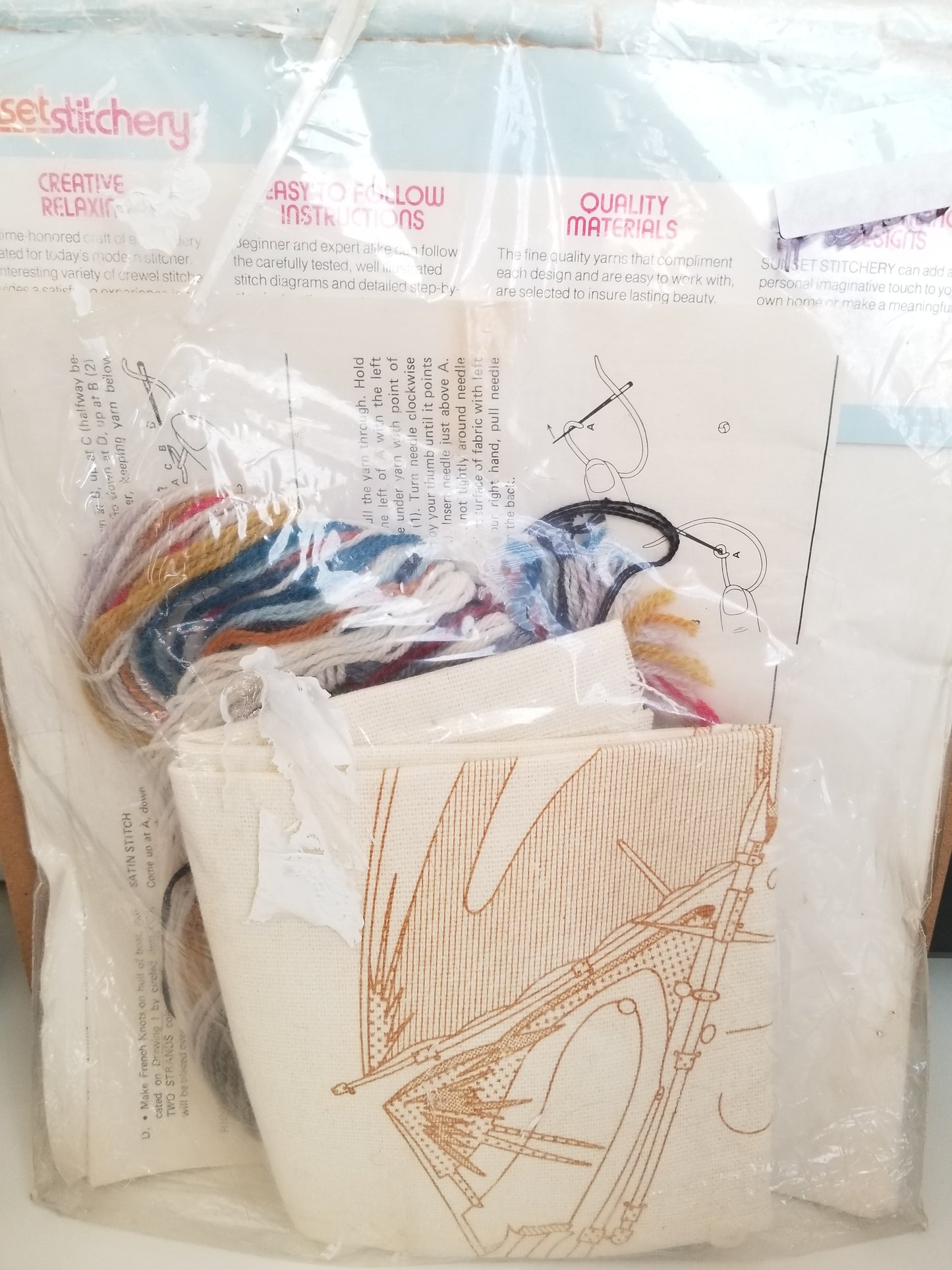 Sunset Stitchery Sailboat 2502 vintage embroidery kit