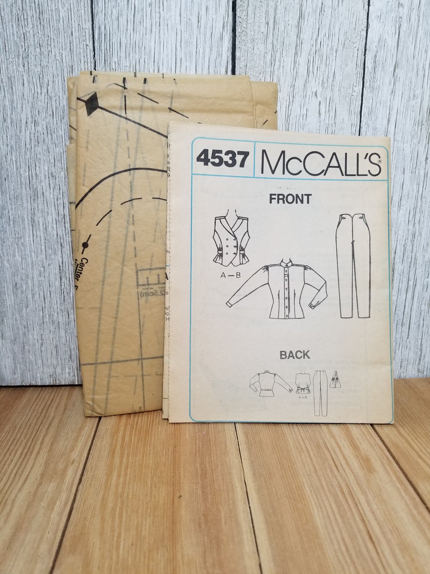 RARE McCall's 4537 Misses Lined Vest Shirt Ascot Tie and Pants Size 14 Uncut FF Sewing Pattern
