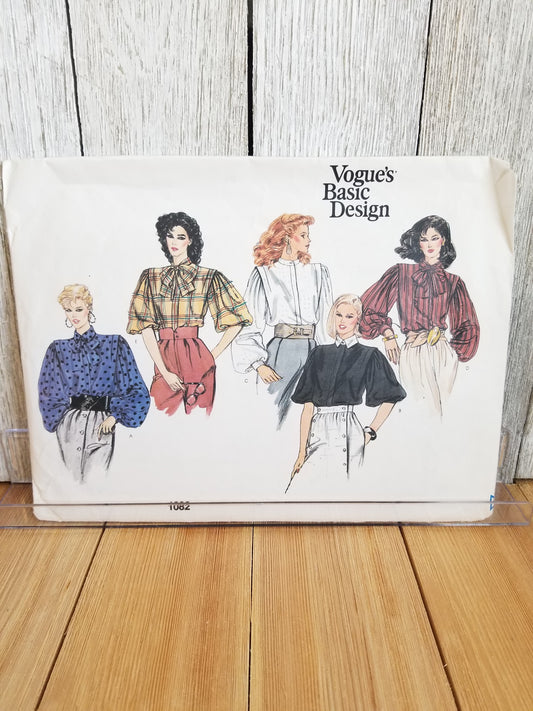 Vogue 1082 Basic Design Pattern Misses' Blouses Size 12 Uncut FF