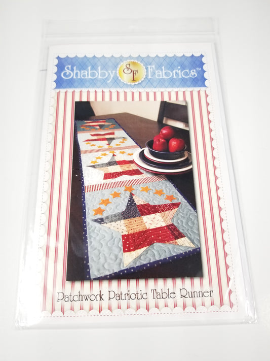 Shabby Fabrics Patchwork Patriotic Table Runner holiday Sewing Pattern