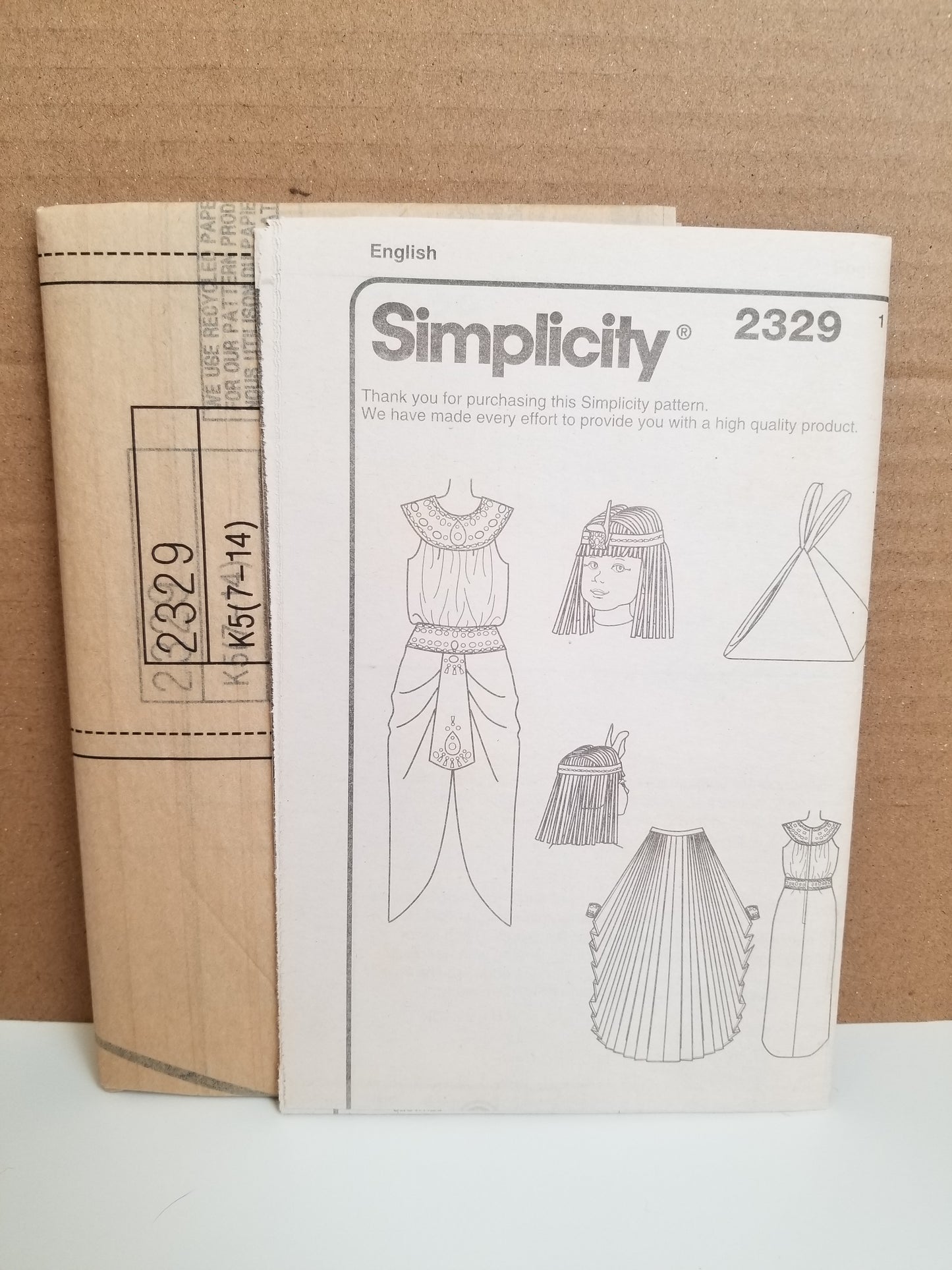 Simplicity 2329 History Child's Costume Egyptian Cleo Patra Halloween Size 7-14 Pattern Uncut FF