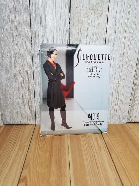 SILHOUETTE 4019 Diane's Wrap Dress Size 1,2,3,4 5W-8W Fit to Size New Uncut FF Sewing Pattern