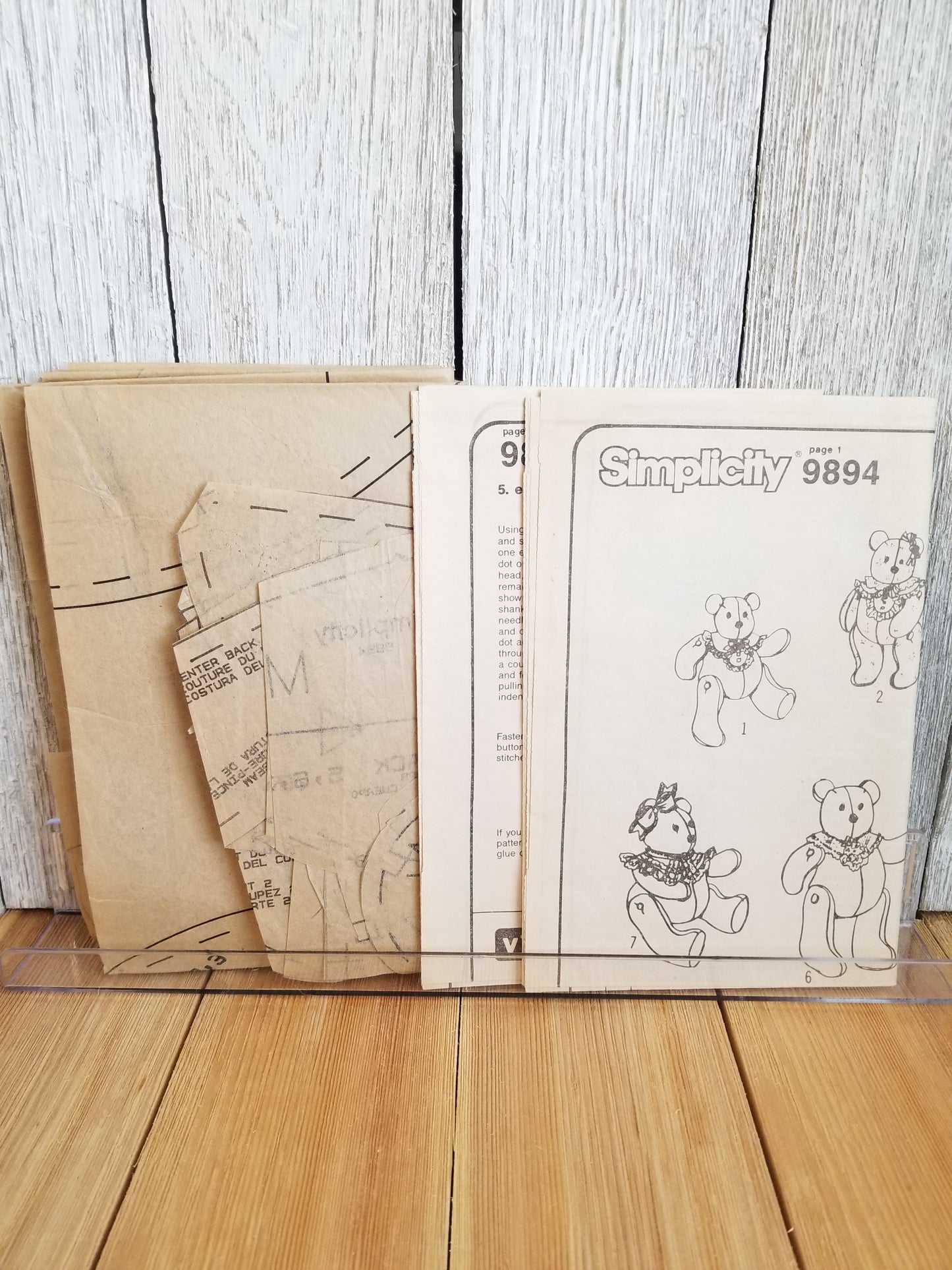Simplicity Crafts 9894 Sewing Pattern Stuffed Bear Joined Teddy Bear Accessories Collar Vest Memory Bear