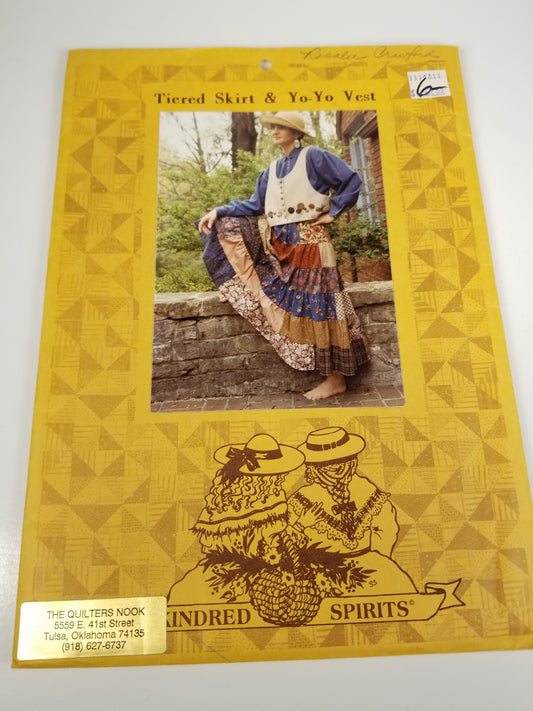 Tiered Skirt and Yo-Yo Vest Sewing Pattern uncut Kindred Spirits One Size Modest Cottagecore