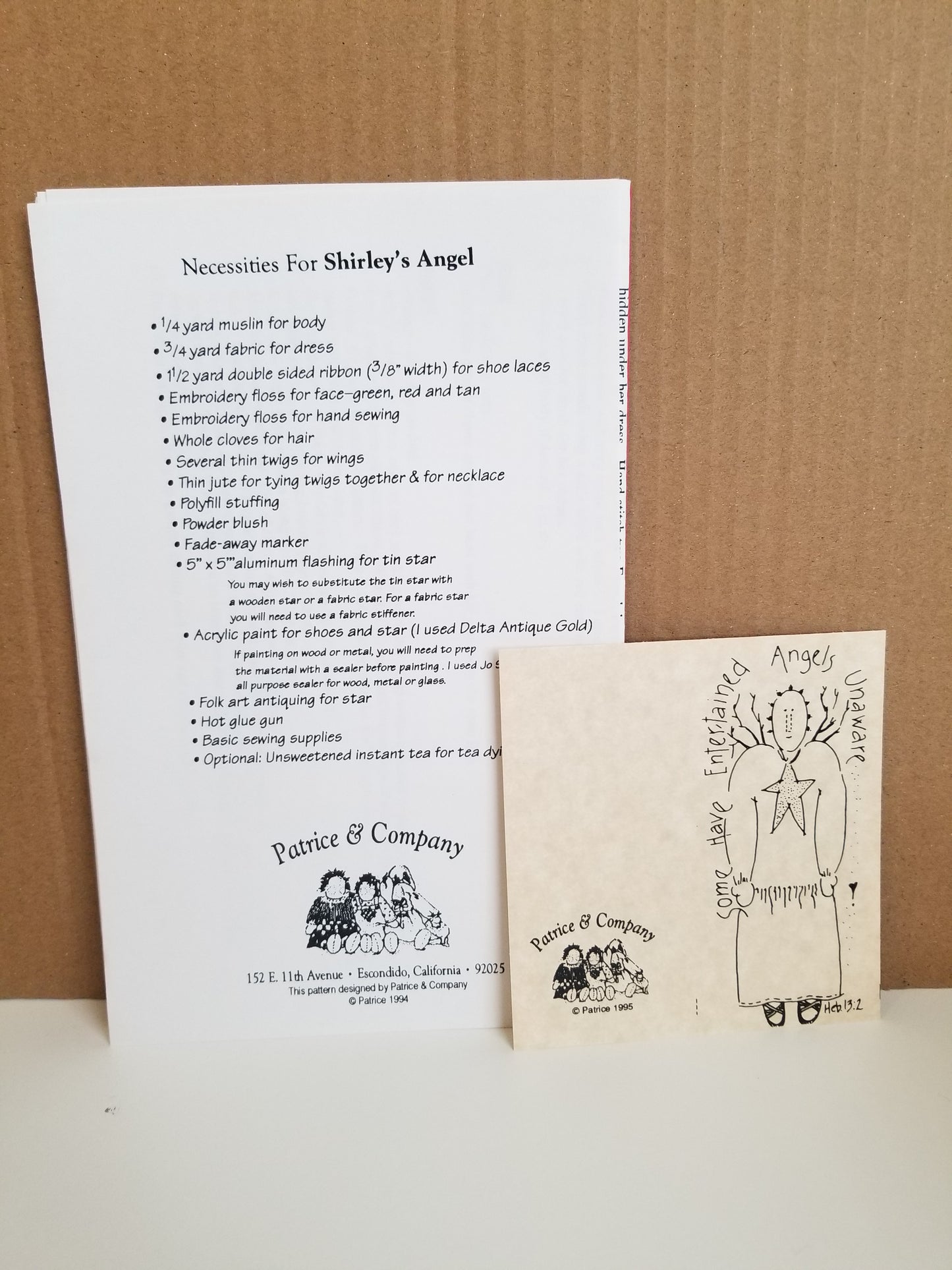 Patrice and company #72 Shirley's Angel Sewing Pattern