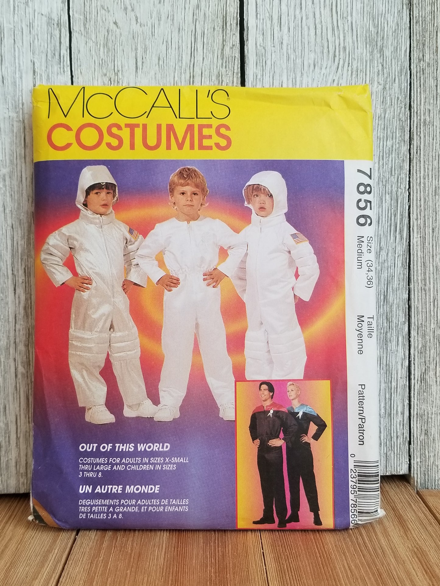 McCalls 7856 Out of This World Space Suit Star Trek Costume Halloween Pattern Size Med 34-36 UNCUT FF