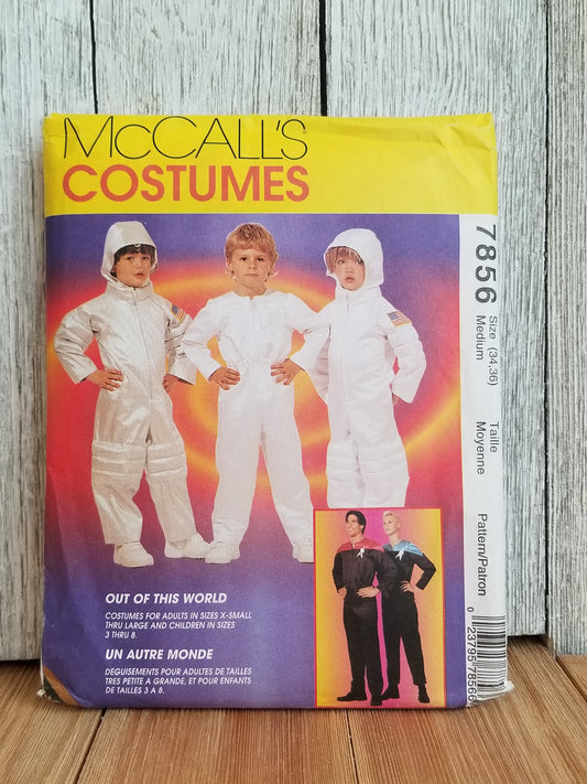 McCalls 7856 Out of This World Childs Astronaut Costume Star Trek Costume Halloween Pattern Size Med 34-36 UNCUT FF