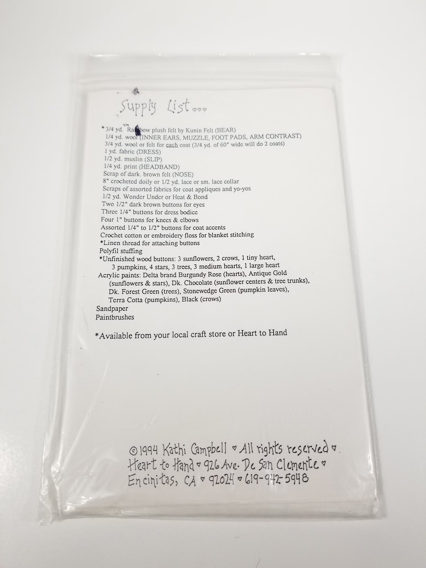 #72 Merry Beary Heart to Hand Sewing pattern